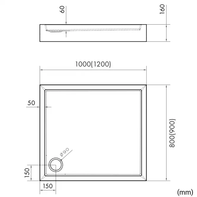 Brodzik prostokątny Astrix 90x120x16 biały struktura AQM4747BST