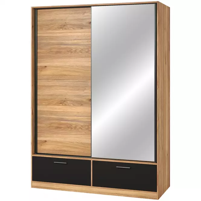 Szafa 2d2s Beta Przesuwna Z Lustrem 61 Dąb Mauvella/Czarny 