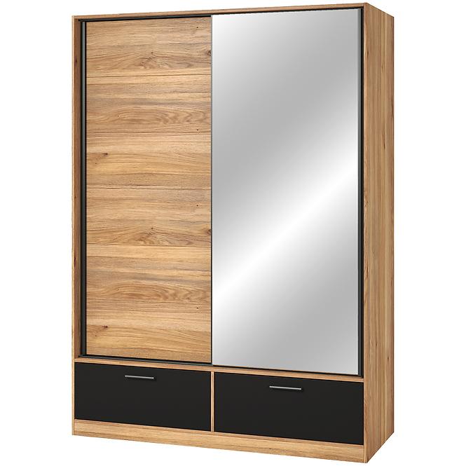 Szafa 2d2s Beta Przesuwna Z Lustrem 61 Dąb Mauvella/Czarny 