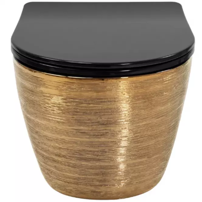 Miska WC Carlo Mini Riml duroplast/Flat/Zm Brush Gold/Black 