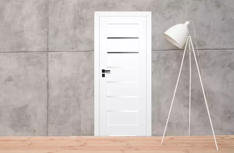 Drzwi wewnętrzne bezprzylgowe CAMPE 2*6 90P białe WC + podcięcie,5