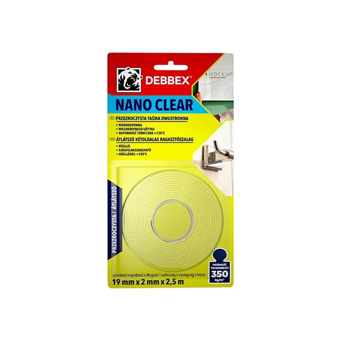 Debbex Taśma Dwustronna Nano Clear 19mm x 2.5m