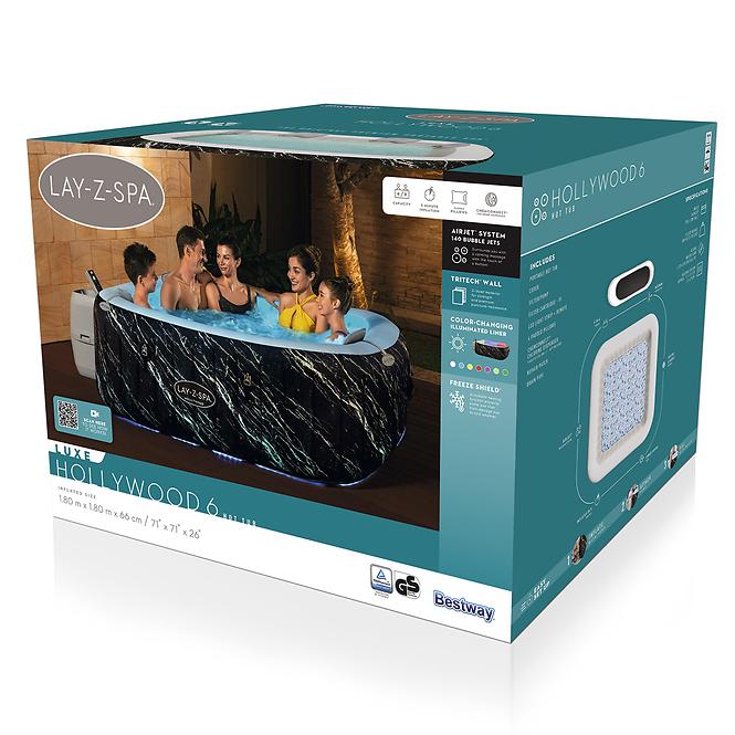 Basen z hydromasażem Spa 1.8x1.8x0.66m Hollywood 6001F