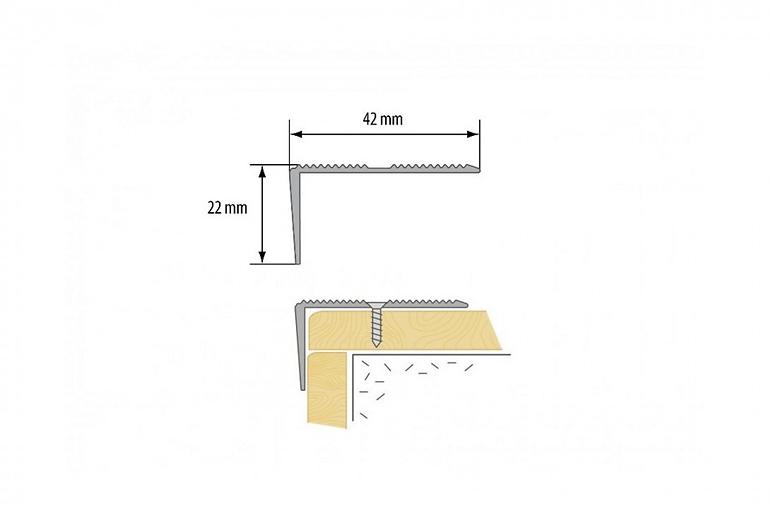 Listwa schodowa z ryflem LSSR 42X22 1,0m srebrny