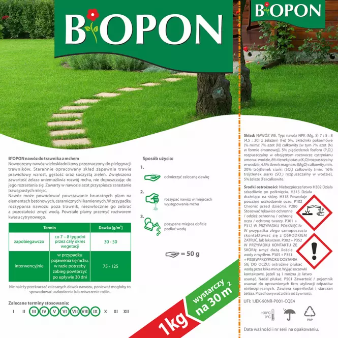 Biopon do trawnika z mchem 1kg