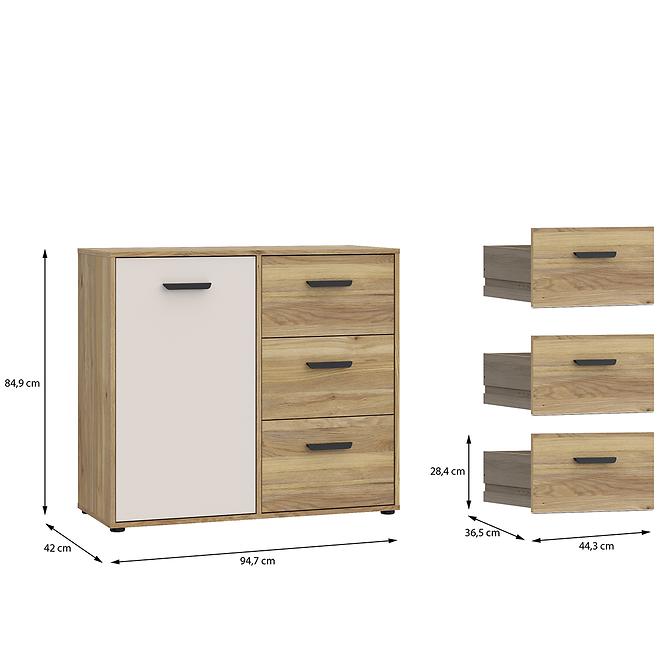 Komoda Mokkaro Mokk221l-M802 Piaskowy /DĄB Mauvella