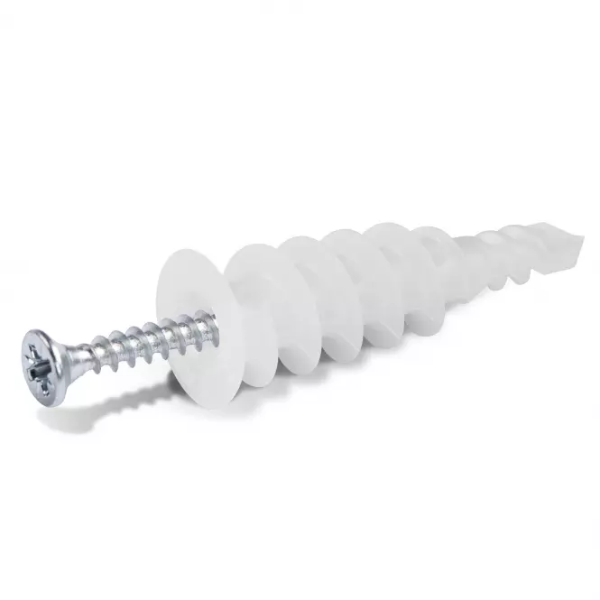 Nylonowy łącznik samowiercący do podwójnych i pojedynczych płyt gipsowo-kartonowych 16x46 mm z wkrętem 4,0x40