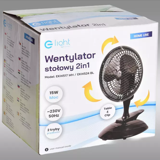 Wentylator Table EKW524 Black 6” 2in1