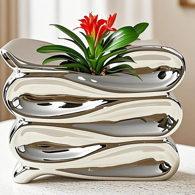 Doniczka YS44172L Electroplating Effect 16x13,5x13 Silver