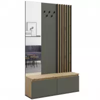 Garderoba Doris 90b Dąb Artisan/Szary Z Lamelami