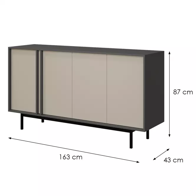 Komoda 160 Alsy 6 Beż Jasny/Antracyt
