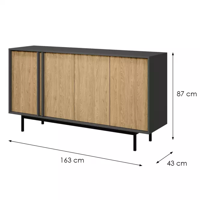 Komoda 160 Alsy 6 Dąb Olejowany/Antracyt
