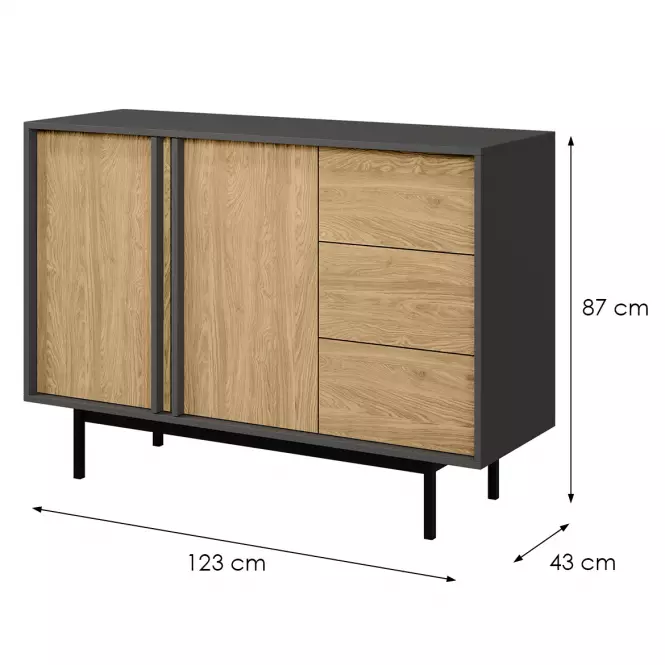 Komoda 120 Alsy 7 Dąb Olejowany/Antracyt
