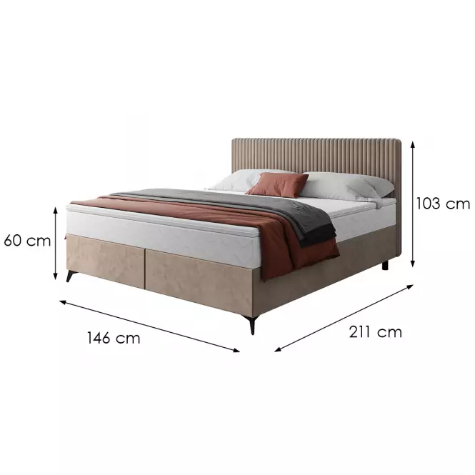 Łóżko Wave z topperem 140x200 Manila 21/Tilia 17