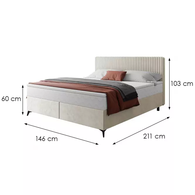 Łóżko Wave z topperem 140x200 Manila 01/Tilia 03