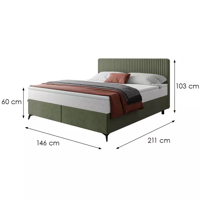 Łóżko Wave z topperem 140x200 Manila 34/Tilia 37