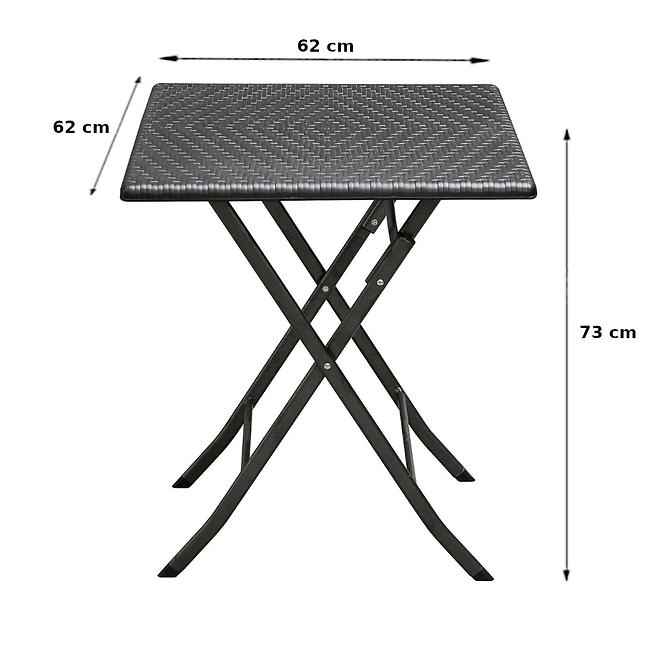 Stolik składany kwadrat 62cm czarny