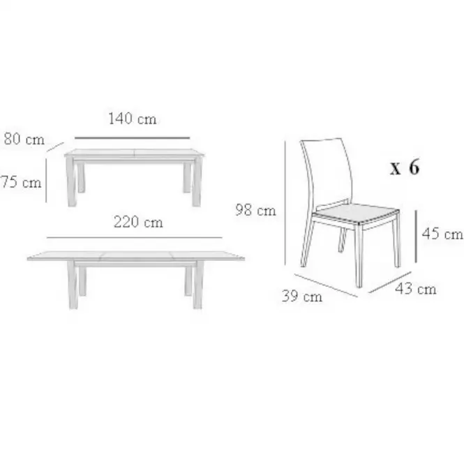 Zestaw stół i krzesła Lucek 1+6 ST674 II KR647 dąb sonoma elmo204
