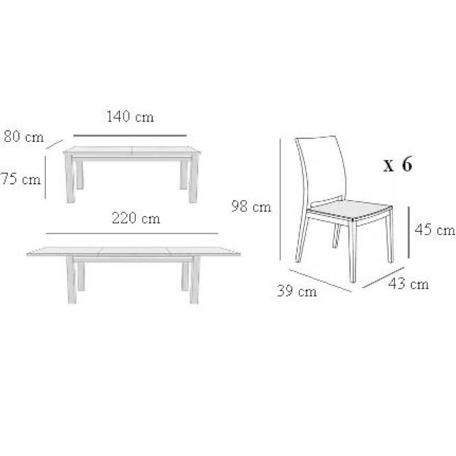 Zestaw stół i krzesła Lucek 1+6 ST674 II KR647 dąb sonoma elmo204