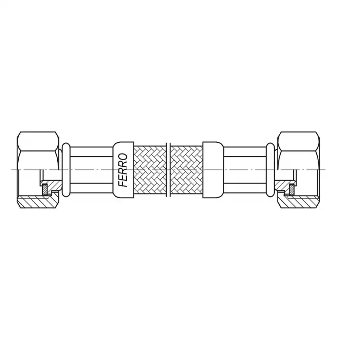 Wąż w oplocie stalowym L-150 cm 1/2” n-n z uszczelką PWS30