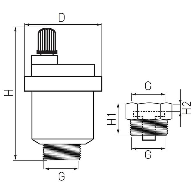 Odpowietrznik automatyczny 1/2” z zaworem stopowym O15AS