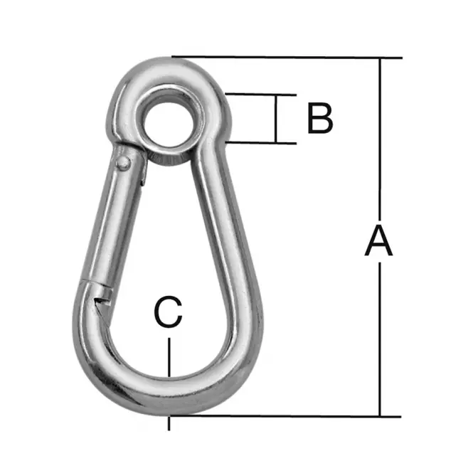 Karabińczyk Strażacki z Kauszą Ocynkowany – A-60mm,B-6mm,C-6mm - opk. 2 szt