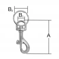 Karabińczyk z Krętlikiem i Kółkeim na Klucze Niklowany – A-60mm,B1-13mm,B2-25mm