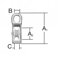 Bloczek do Lin z Uchem Ocynkowany – A1-113mm,A2-50mm,B-15mm,C-12mm