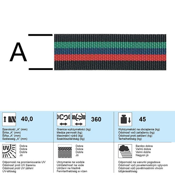 Pas polipropylenowy kolorowy o szerokości 40 mm