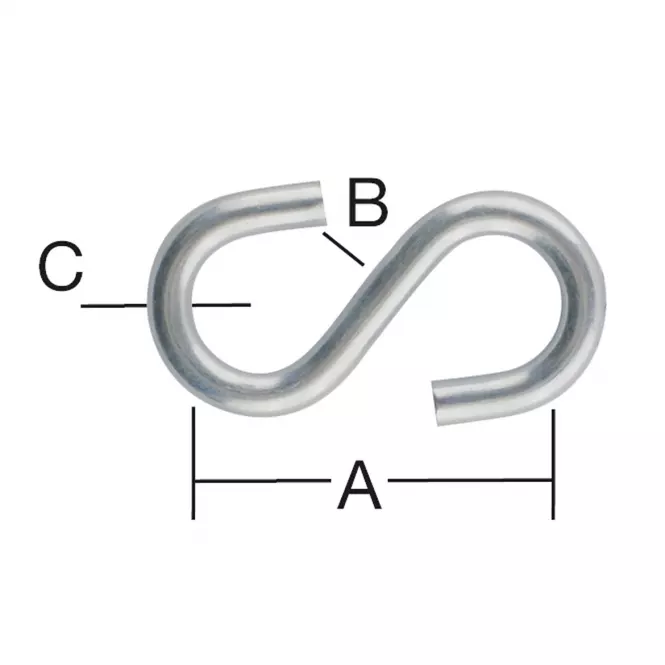 Łącznik S do Łańcuchów Ocynkowany – A-26mm,B-5,5mm,C-4mm - opk. 12 szt.