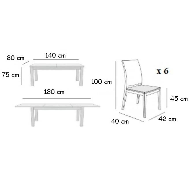 Zestaw stół i krzesła Sławek 1+6,ST343 140X80+40,s.remo,KR P-03,s.remo,TM802