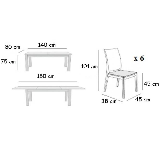 Zestaw stół i krzesła Piotr 1+6,ST811,140X80+40,kaszt,KR P05,kaszt.JW-2