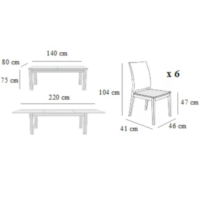 Zestaw stół i krzesła Adek 1+6 ST674 II KR804 dąb trufla casablanca 2314