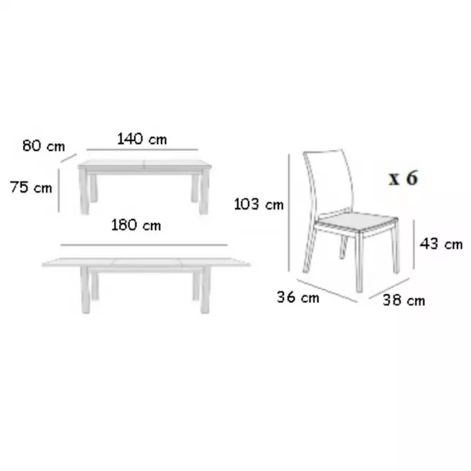 Zestaw stół i krzesła Daniel 1+6 ST667 rustikal 140x80+40 KR574 BR243 monaco7