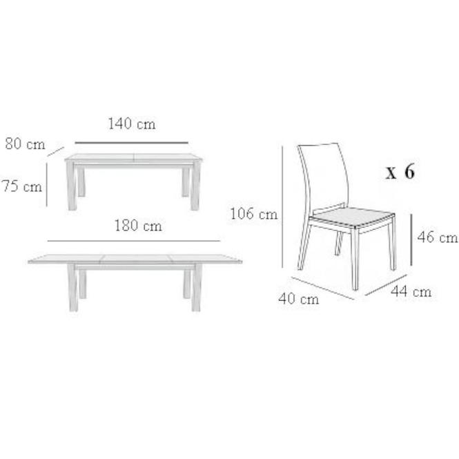 Zestaw stół i krzesła Sara 1+6 ST147 KR121 BR282 alicante7