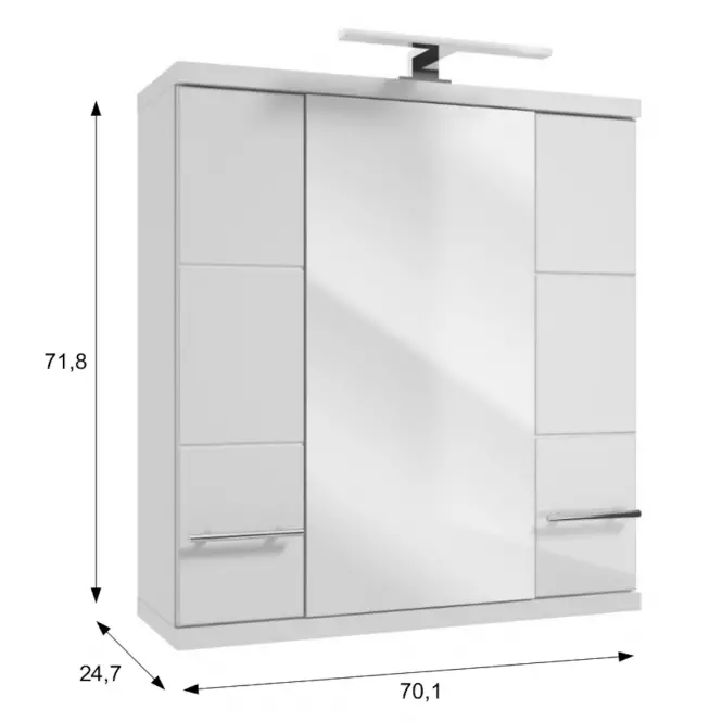 Szafka lustrzana Bari E70 3D0S DSM biała,4