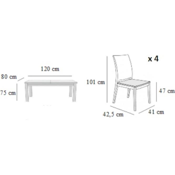 Zestaw stół i krzesła Smart 1+4 ST30 120/80 d.rustikal W2 tap.A-6