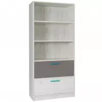Regał Rest R07 szeroki popiel/dąb biały 83/195