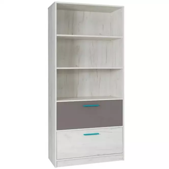 Regał Rest R07 szeroki popiel/dąb biały 83/195