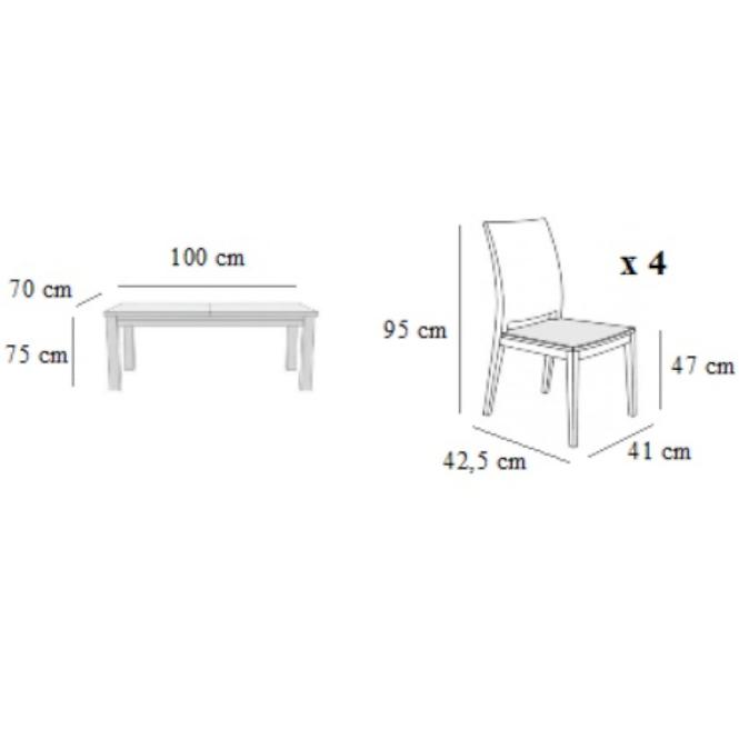 Zestaw stół i krzesła Atena 1+4 ST29 100/70L olcha W77 tap.A4