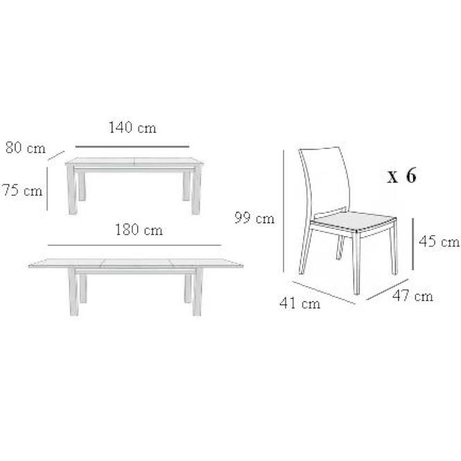 Zestaw stół i krzesła Olaf 1+6 ST 86 KR 355 BR2527 lira 5 420
