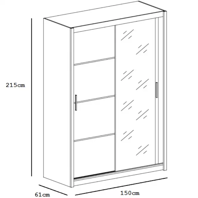 Szafa Vista 150 cm dąb sonoma/lustro