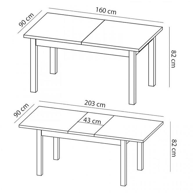 Stół rozkładany Kora ST 160/203x90cm biały