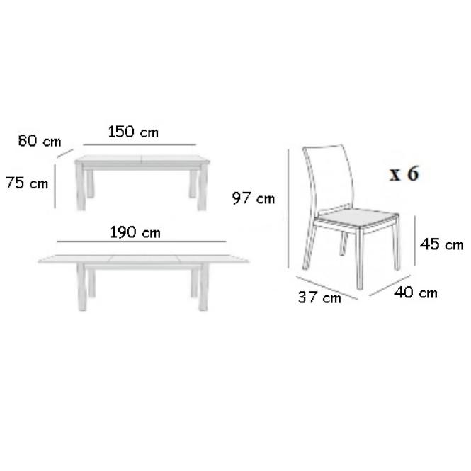 Zestaw stół i krzesła Filip 1+6 ST572 orzech  KR573 BR281 monaco2