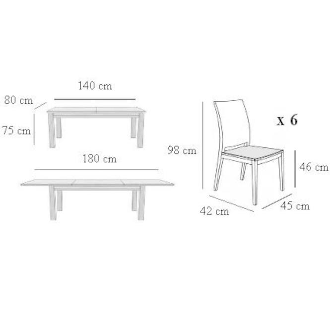 Zestaw stół i krzesła Maja 1+6 ST718 II blat dąb KR623 BR281 SZ:1015 AT-91