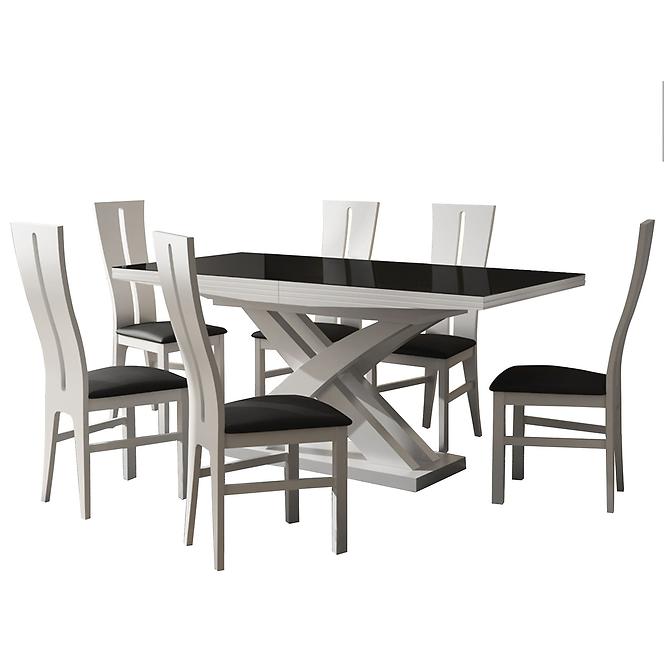 Zestaw stół i krzesła Artur 1+6 ST715 I KR648 biały połysk SAFARI PIK 14