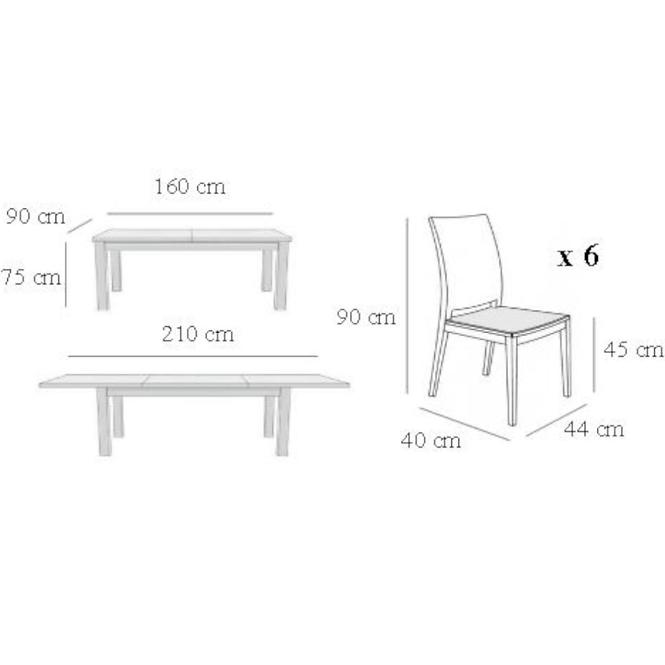 Zestaw stół i krzesła Zuza 1+6 ST407 III KR752 BR130 luizjana 6