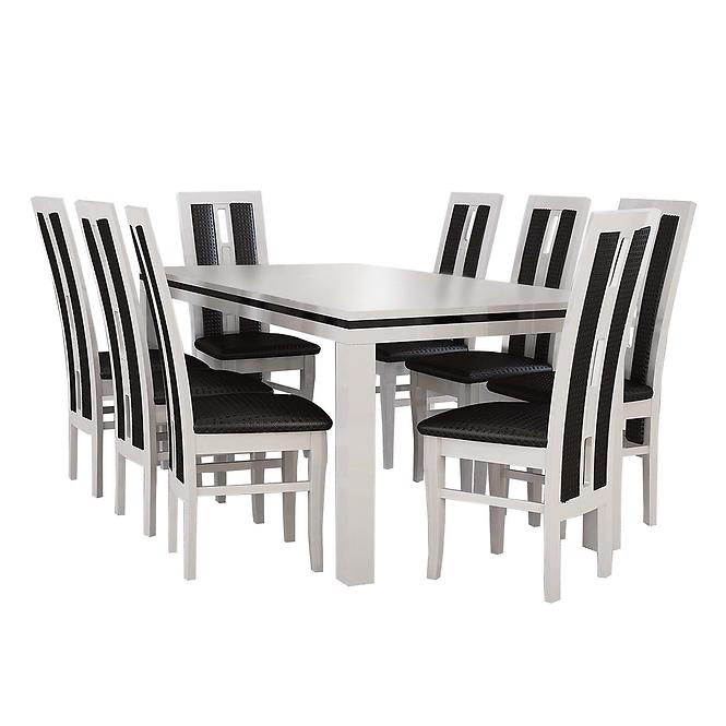 Zestaw stół i krzesła Gracjan 1+6 ST400 II KR347 biały połysk eko czarne pik.