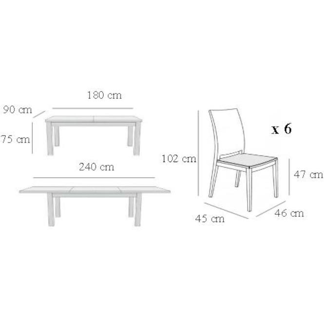 Zestaw stół i krzesła Denis 1+6 ST704 IV KR346 BR2441 margo 05 SZ:9003