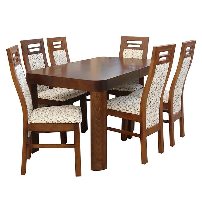 Zestaw stół i krzesła Nadia 1+6 ST701 140x80+40 KR702 BR280 flora16785KOL7003
